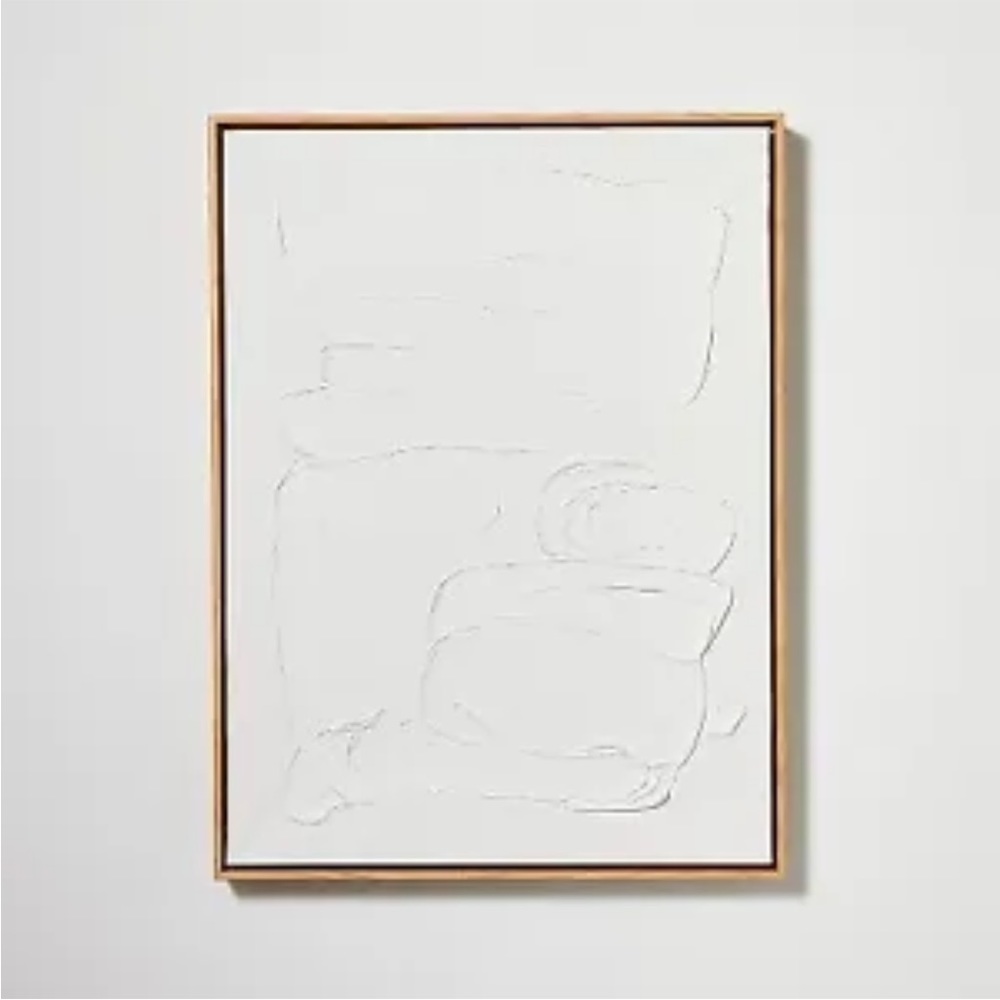 Studio McGee 18x24 Flow Framed Embellished Canvas Light Wood White - Threshold